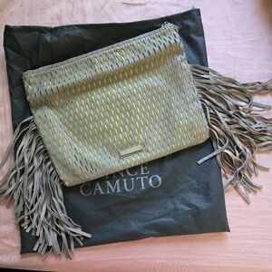 Vince Camuto Genuine Leather fringe clutch bag